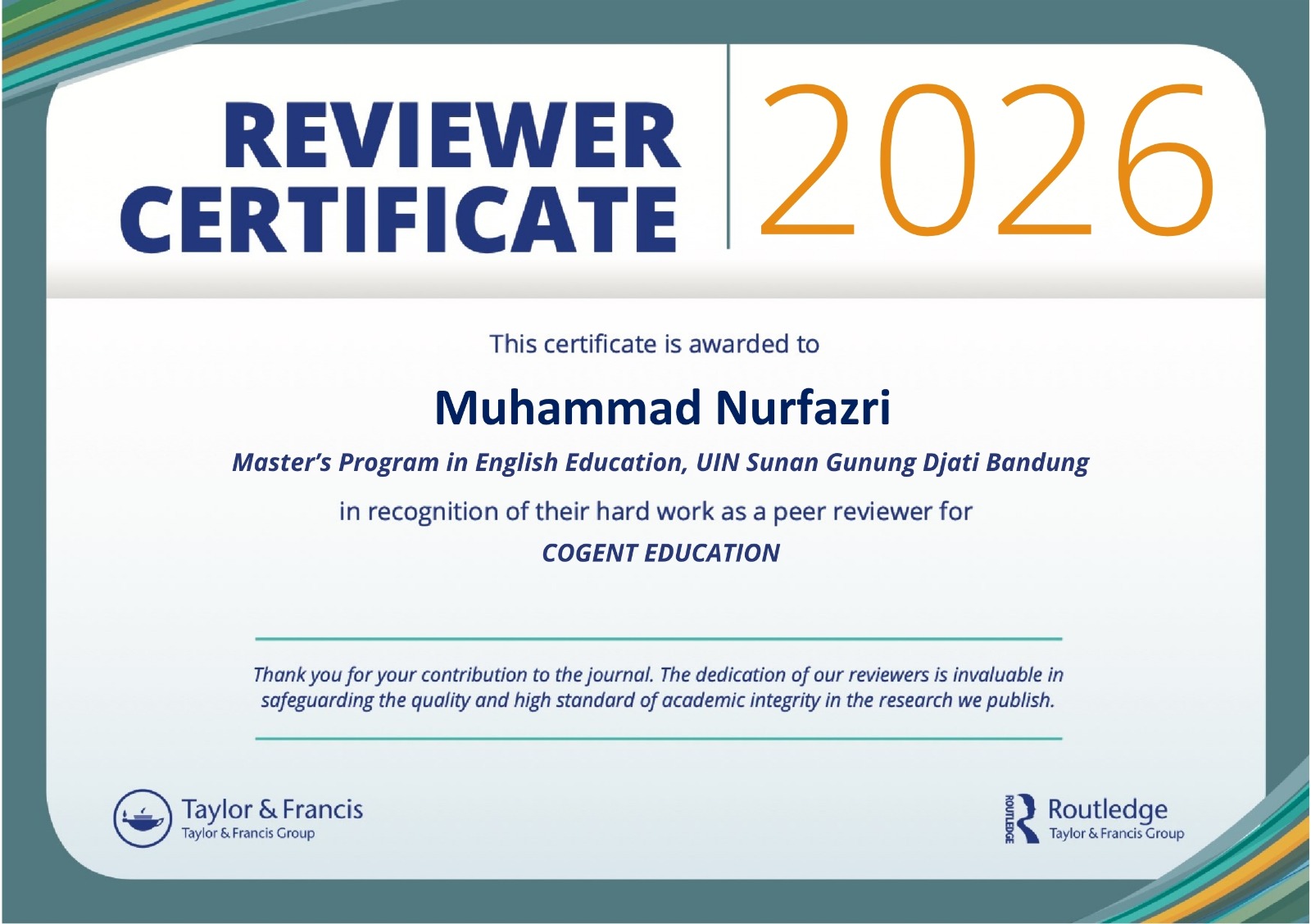Reviewer Jurnal Cogent Education (2026)